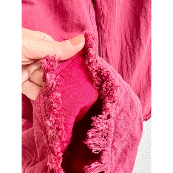 Tularosa Sophia Linen Blend High Waisted Tassel Fringe Hem Crop Pants Red Size M - Picture 4 of 9